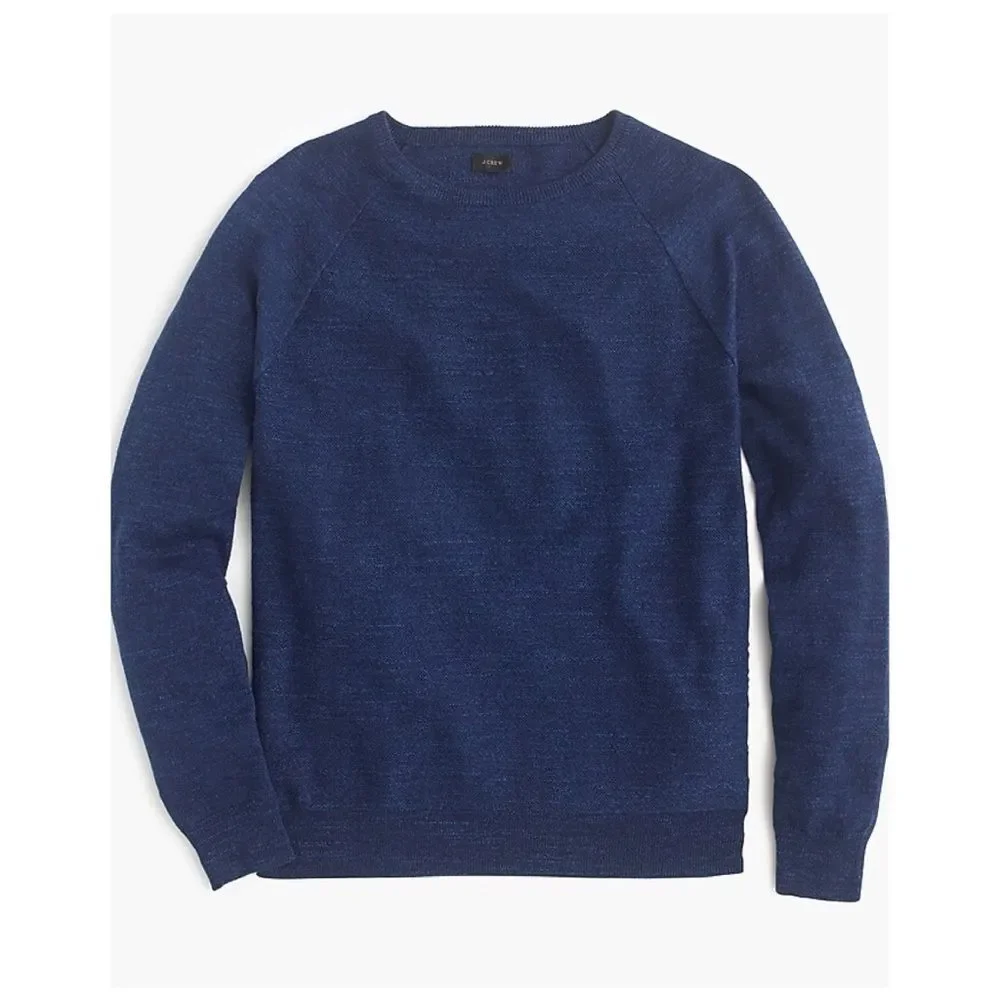 J. Crew Rugged Cotton Long Sleeve Sweater in Heathered Indigo